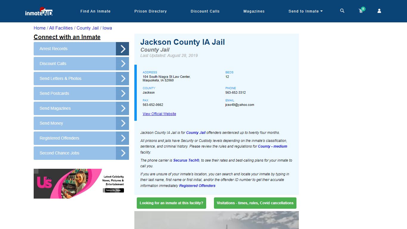 Jackson County IA Jail - Inmate Locator - Maquoketa, IA